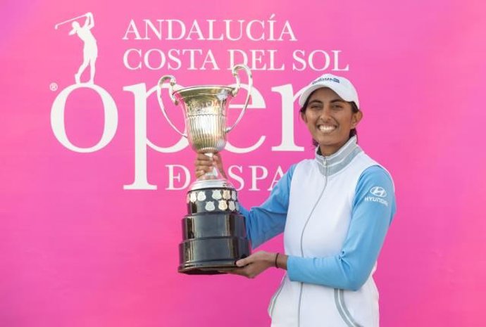 Archivo - Aditi Ashok campeona en el Andalucía Costa del Sol Open de España de 2023