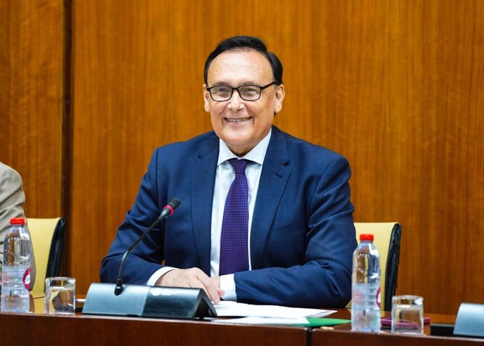 El consejero de Universidad de la Junta de Andalucía, José Carlos Gómez Villamandos, en la comisión parlamentaria del 21 de mayo de 2024.