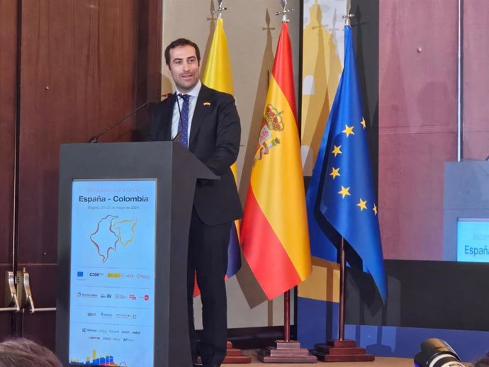 El ministro de Economía, Comercio y Empresa de España, Carlos Cuerpo, en la inauguración del Encuentro Empresarial España-Colombia