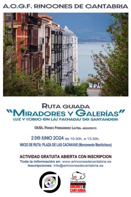 Los miradores y las galerías de Santander serán protagonistas de una ruta guiada el 2 de junio