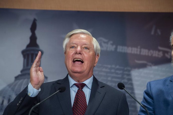 May 9, 2024, Washington, District Of Columbia, USA: United States Senator Lindsey Graham (Republican of South Carolina) offers remarks on a resolution condemning restricting weapons for Israel by the Biden Administration, during a press conference at the 