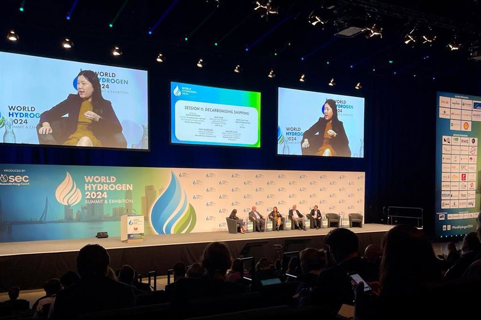 Uno de los actos celebrados en el marco del World Hydrogen 2024 Summit & Exhibition, celebrado en Rotterdam (Países Bajos)