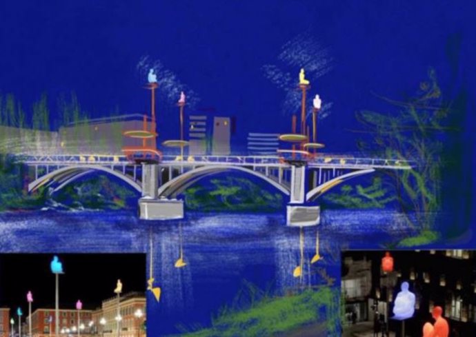 Boceto del posible diseño del proyecto artístico del Puente del Poniente de Valladolid.