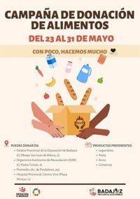 La Diputación de Badajoz impulsa una campaña para recaudar productos para el Banco de Alimentos