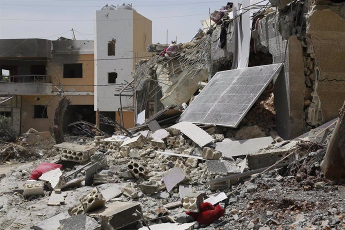 Edificios destruidos por un bombardeo del Ejército de Israel contra la localidad de Alma al Shaab, en el sur de Líbano (archivo)