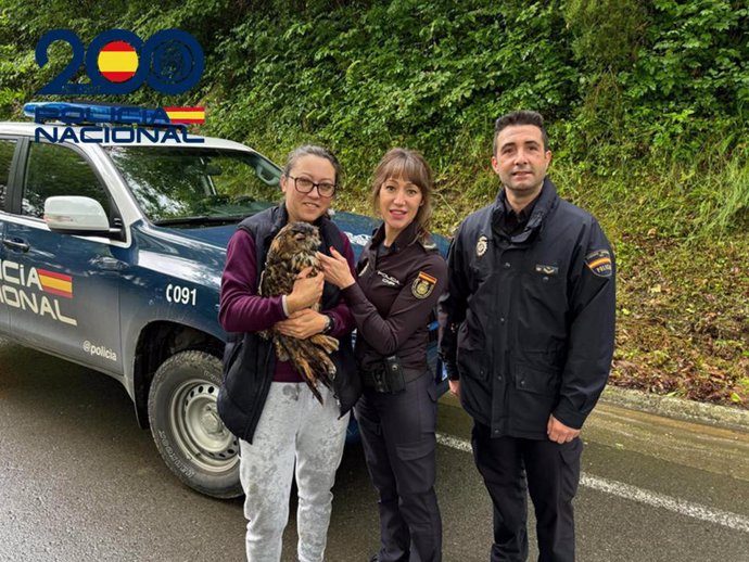 Agentes de la Policía Nacional localizan un búho real desaparecido en la zona de Urdax.