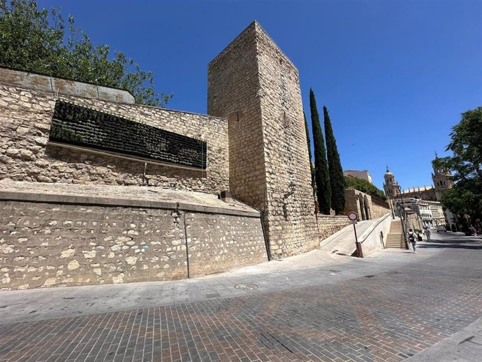 Jardín vertical instalado en la muralla medieval, en la Carrera de Jesús