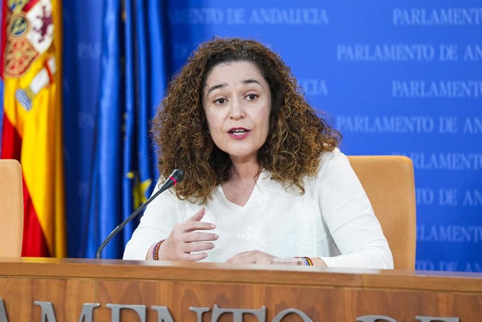 La portavoz del Grupo Por Andalucía, Inmaculada Nieto, este miércoles en rueda de prensa.