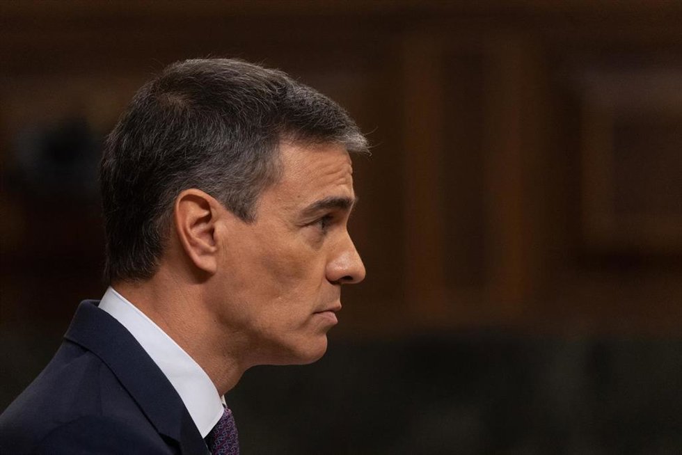 El presidente del Gobierno, Pedro Sánchez, interviene durante una sesión plenaria, en el Congreso de los Diputados, a 22 de mayo de 2024, en Madrid (España).