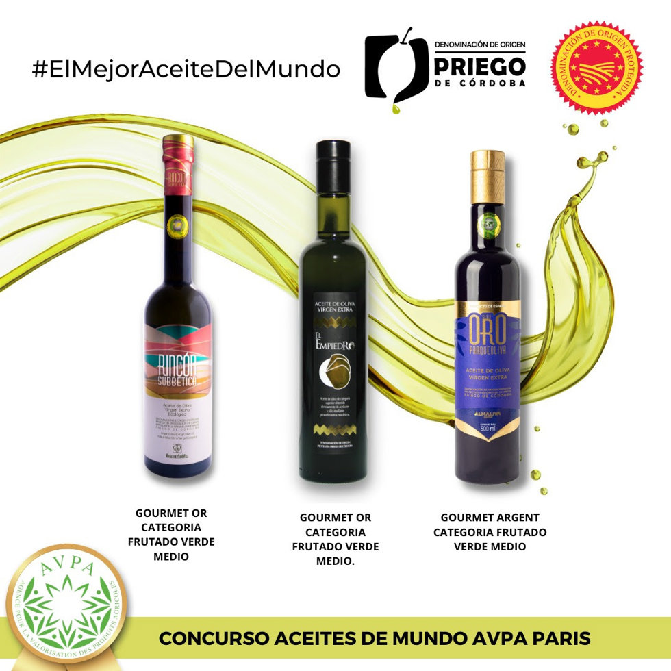 Aceites galardonados en el concurso 'Aceites del Mundo' AVPA de París.