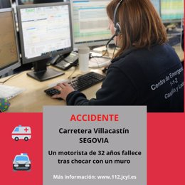 Gráfico elaborado por el 112 con datos del accidente mortal ocurrido en Segovia