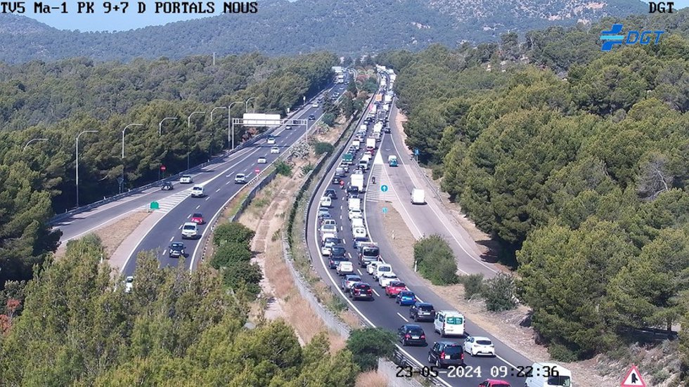 Retenciones en la Ma-1 esta mañana por un accidente.