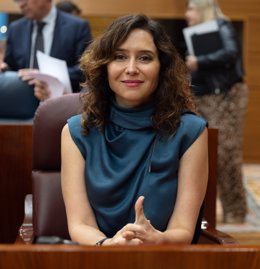 La presidenta de la Comunidad de Madrid, Isabel Díaz Ayuso, durante un pleno en la Asamblea de Madrid, a 23 de mayo de 2024, en Madrid (España).
