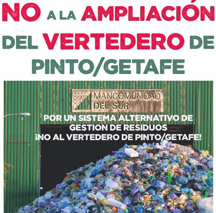Archivo - Cartel contra la ampliación del vertedero de Pinto y Getafe