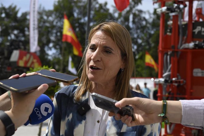 La candidata extremeña del PP el Parlamento Europeo Elena Nevado atiende a los medios
