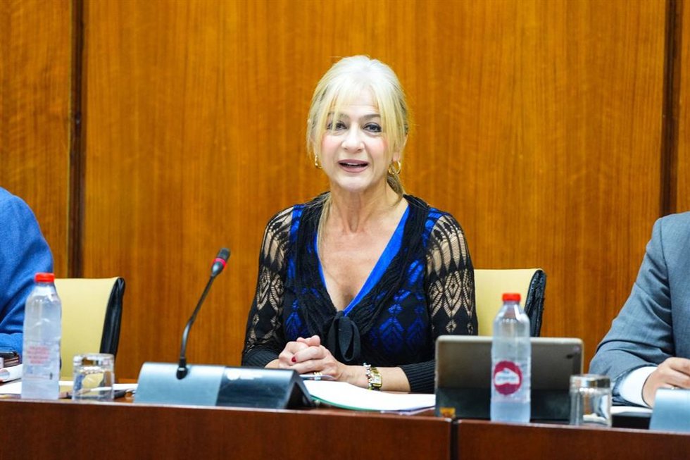 La consejera de Desarrollo Educativo y Formación Profesional de la Junta de Andalucía, Patricia del Pozo, en la comisión parlamentaria.