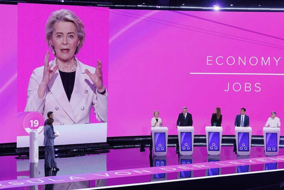 Ursula Von der Leyen, durante el debate de los principales candidatos a la presidencia de la UE.
