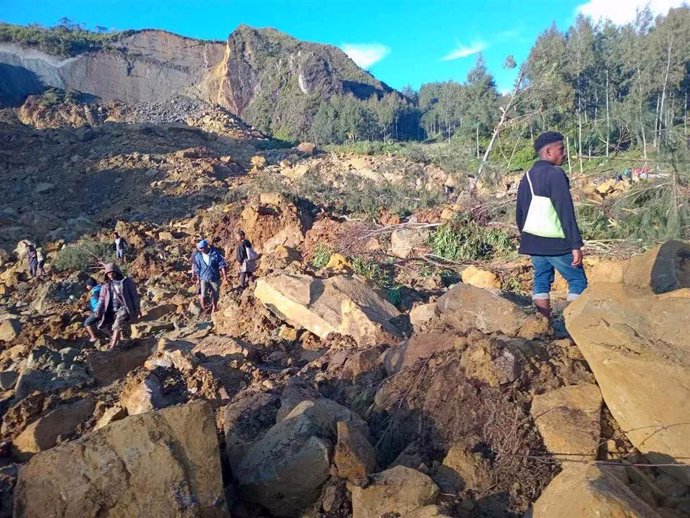 Deslizamiento de tierra en la localidad de Kaokalam, situada en la provincia de Enga, Papúa Nueva Guinea