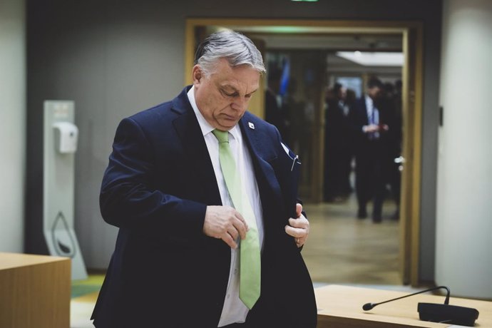 Archivo - March 21, 2024, Brussels, Brussels, Belgium: Viktor Orban. Heads of state round the table at the European summit.