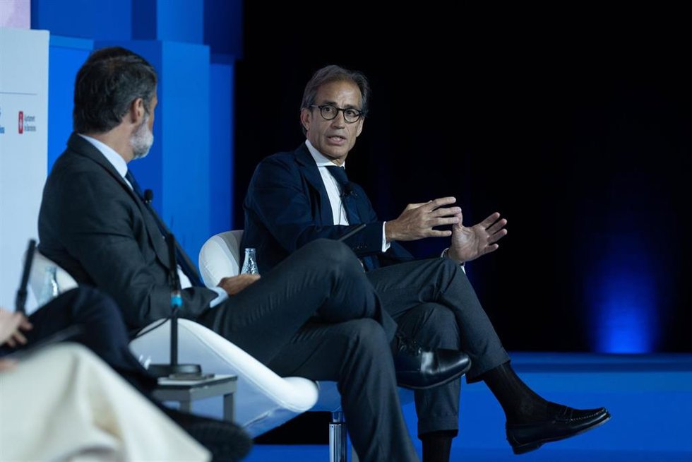 El presidente de Fira de Barcelona, Pau Relat, durante su intervención en la 39 Reunió del Cercle d'Economia, a viernes 24 de mayo de 2024 en el Palau de Congressos de Catalunya