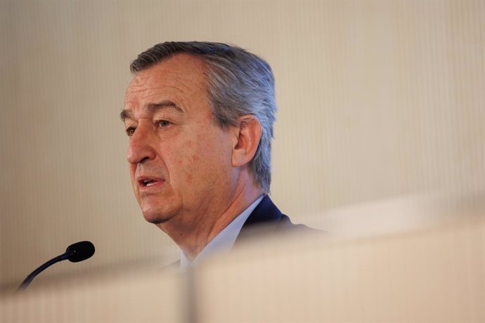 El CEO de Banco Sabadell, César González-Bueno, durante una rueda de prensa de presentación de los resultados de Banco Sabadell correspondientes al primer trimestre de 2024, a 25 de abril de 2024