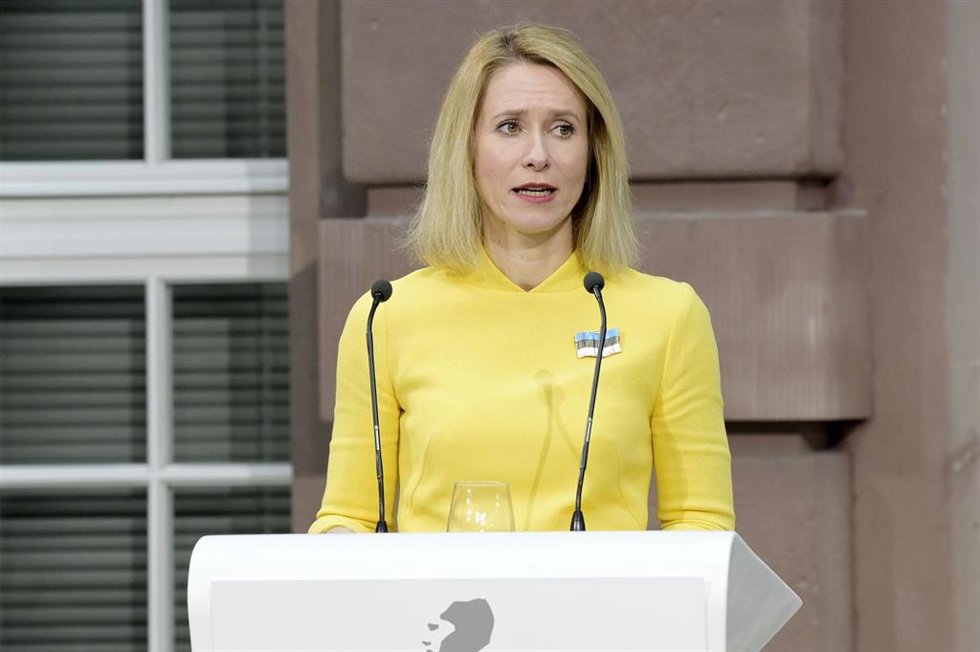 Archivo - La primera ministra de Estonia, Kaja Kallas, durante una rueda de prensa en la capital de Alemania, Berlín (archivo)