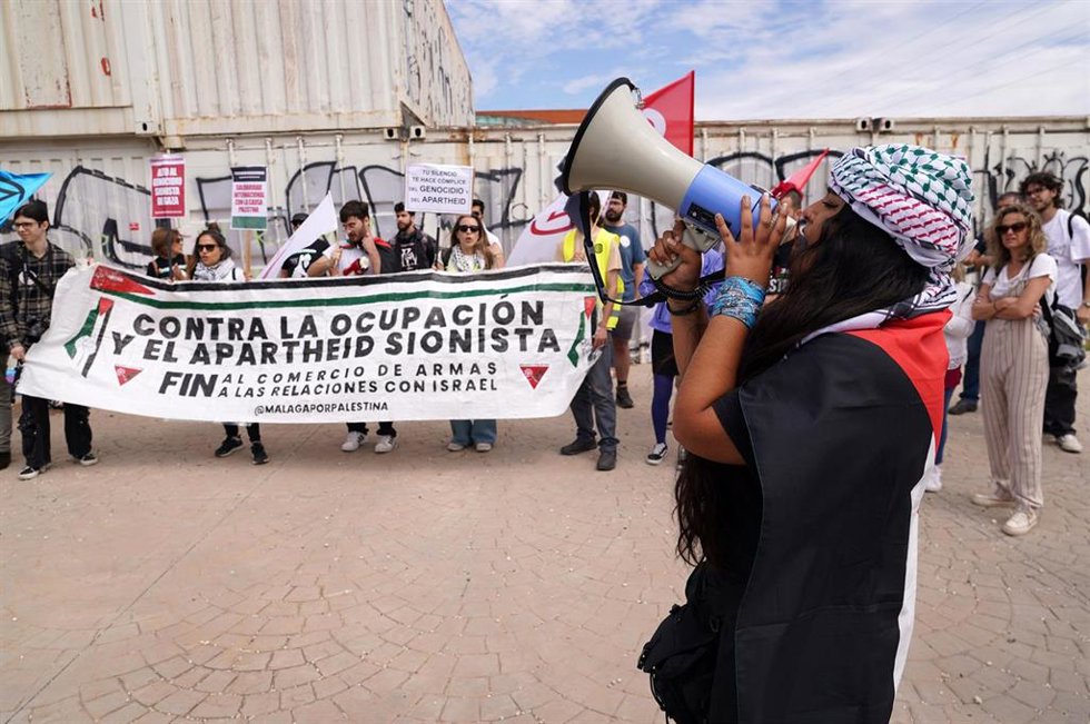 Estudiantes malagueños durante una protesta en apoyo al pueblo palestino.