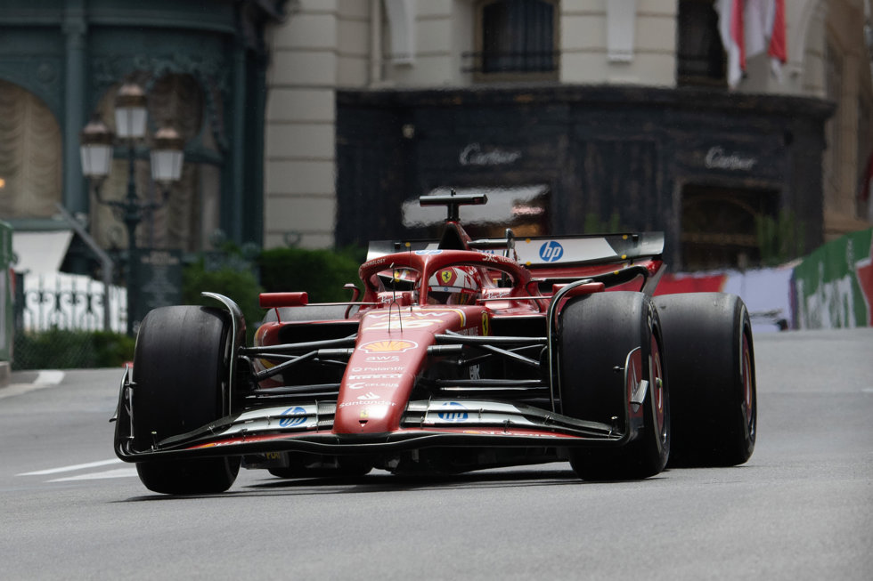 24 May 2024, Monaco, Monte-Carlo: Monacan Formula 1 driver Charles Leclerc of Ferrari drives during the practice session of the Formula One Monaco Grand Prix. Photo: Giancarlo Cattagni/Ipa Sport/IPA via ZUMA Press/dpa
