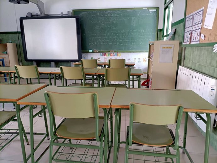 Un aula en un centro público escolar de Almería.