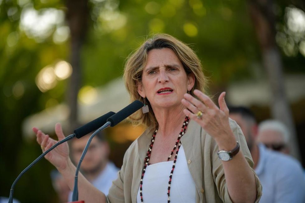 La candidata del PSOE para las elecciones europeas, Teresa Ribera, durante un acto de campaña del PSOE para las elecciones europeas, en el Hotel Parque Real, a 24 de mayo de 2024, en Ciudad Real, Castilla-La Mancha (España).