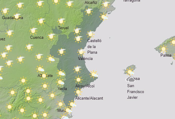 Predicción del tiempo para este sábado 25 de mayo en la Comunitat Valenciana