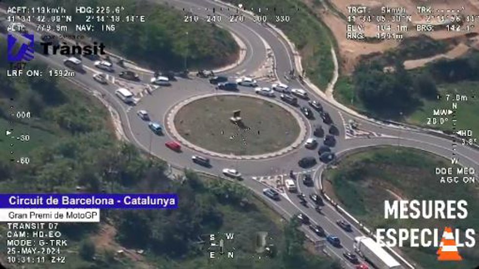 Retenciones por el Gran Premio de MotoGP de Montmeló (Barcelona).