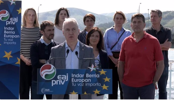 El lehendakari, Iñigo Urkullu, en un acto de las campaña de las elecciones europeas en Irun