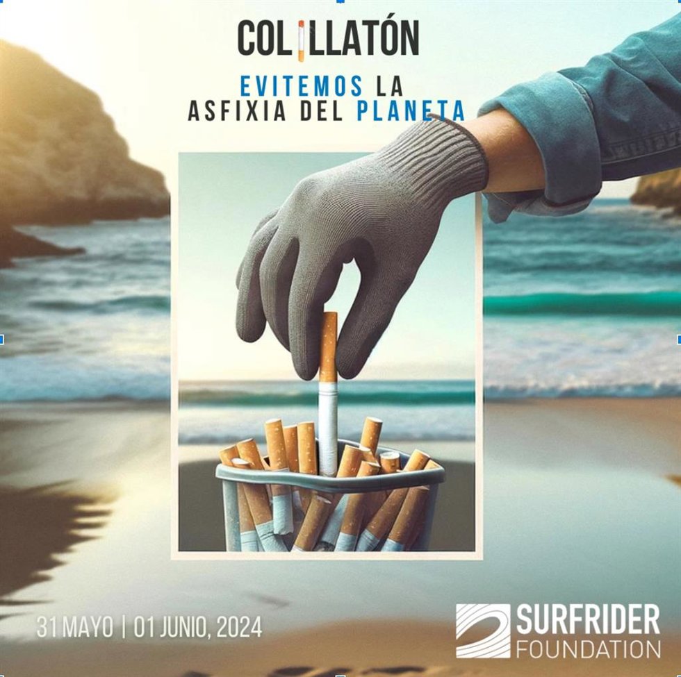 La ONG Surfrider España impulsa '#Colillatón', una gran recogida de colillas en el 31 de mayo y el 1 de junio.