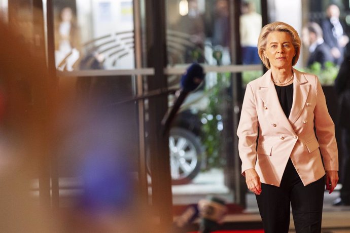 May 23, 2024, Brussels, Brussels, Belgium: Ursula Von Der Leyen arrives at today's debate between the candidates for the Commission presidency in the hemicycle of the European Parliament in the Belgian capital.