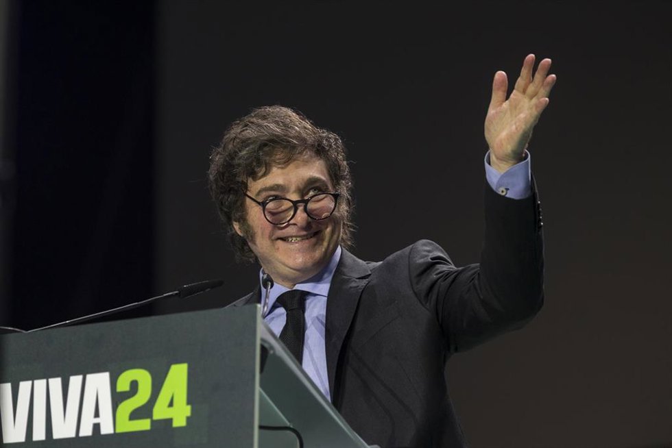 El presidente argenntino, Javier Milei, en el evento de Vox Europa Viva, en Madrid