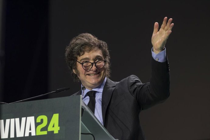 El presidente argenntino, Javier Milei, en el evento de Vox Europa Viva, en Madrid