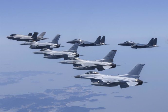May 13, 2024, Seoul, SOUTH KOREA: May 13, 2024-Seoul, South Korea-ROK Air Force F-35A, F-15K, KF-16 take part in a aerial attack drill on the South Korea sky. The military will stage an air exercise Tuesday aimed at defending against a large-scale aerial 