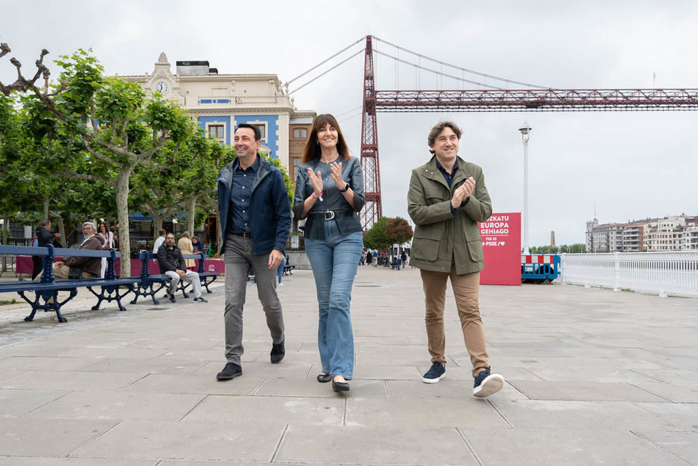 Acto electoral de los socialistas con su candidata al Parlamento europeo Idoia Mendia en Portugalete
