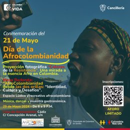 Cartel del Día de la Afrocolombianidad de la Casa de Iberoamérica de Cádiz.