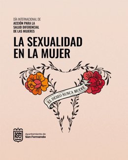 Cartel de la jornada  sobre la sexualidad en la mujer para celebrar el Día Internacional de Acción para la Salud Diferencial de las Mujeres en San Fernando.