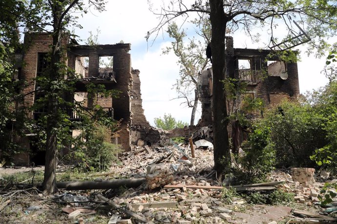 Edificios destruidos en Ucrania por bombardeos rusos
