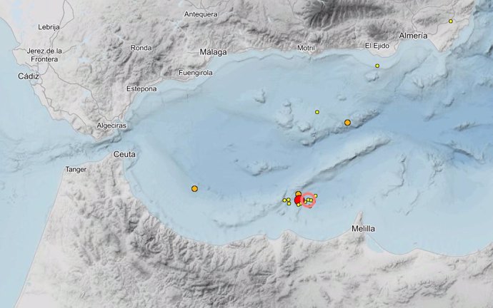 Registrado un terremoto de magnitud 4,2 frente a las costas de Melilla