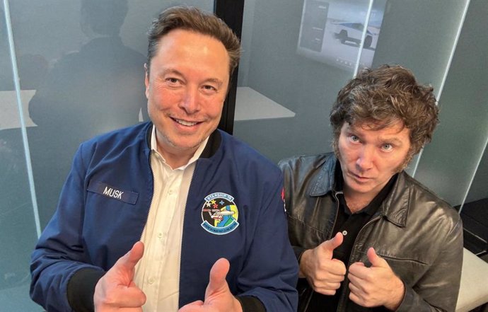 Archivo - Elon Musk y Javier Milei