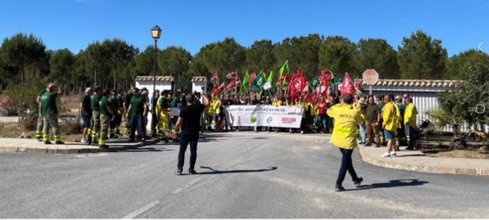 Manifestación de trabajadores de Amaya en Huelva.
