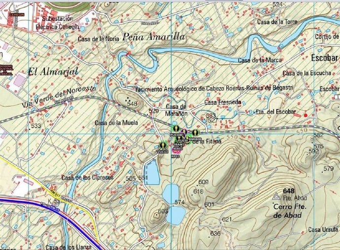 Lugar del suceso sobre un plano