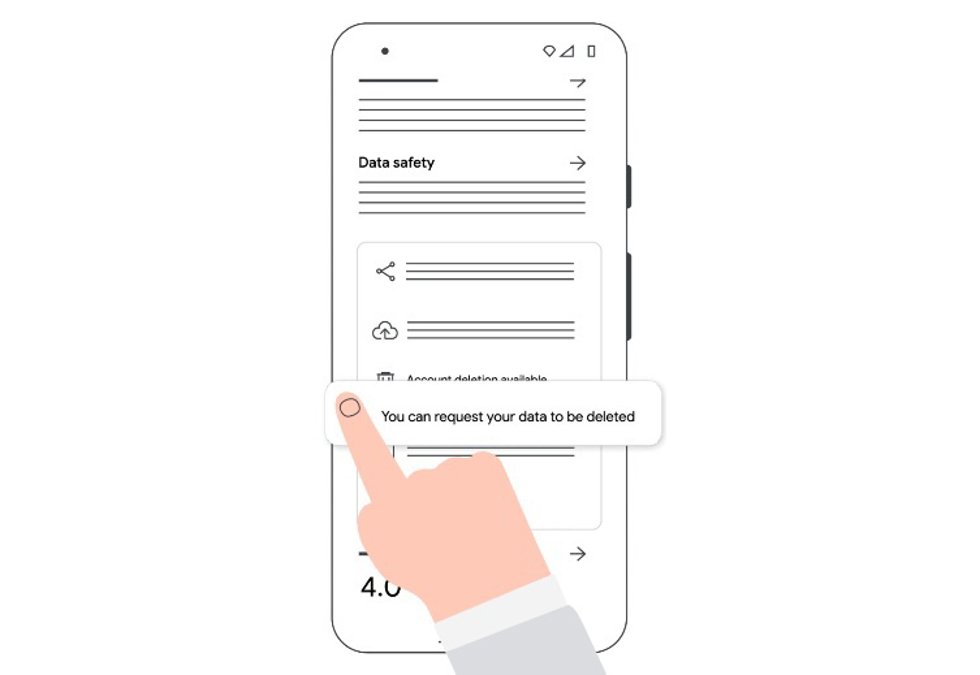 Información sobre cómo eliminar una cuenta en una app en Google Play Store