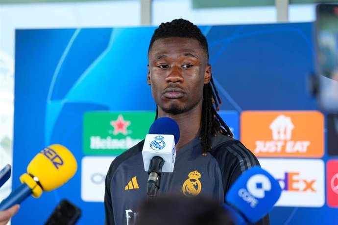 Eduardo Camavinga durante el 'Media Day' del Real Madrid previo a la final de la Champions 23-24