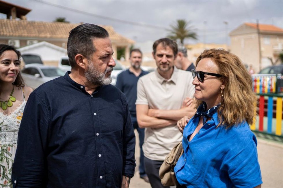 La cabeza de lista de Sumar a las elecciones europeas, Estrella Galán, durante su visita a la Región