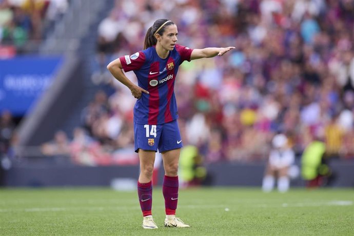 Aitana Bonmati of FC Barcelona reacts during the UEFA Women's Champions League 2023/24 Final match between FC Barcelona and Olympique Lyonnais at San Mames on May 25, 2024, in Bilbao, Spain.